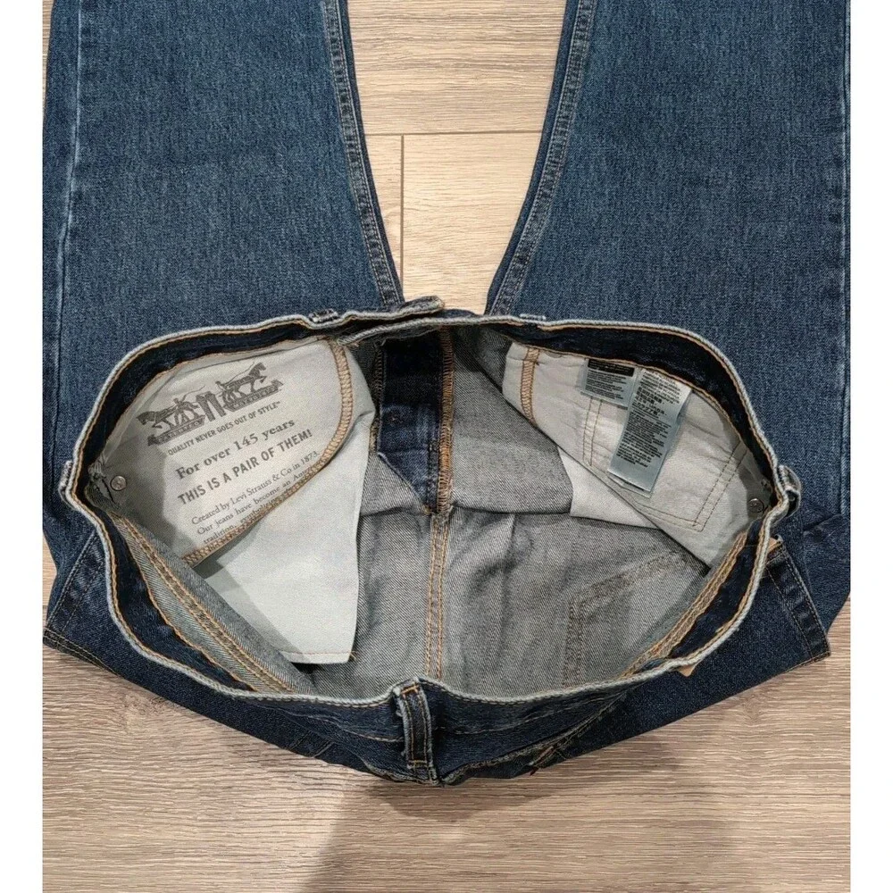 LEVI'S 505 MEN'S BLUE JEANS Straight  in Size 36 X 32 Dark Wash EUC